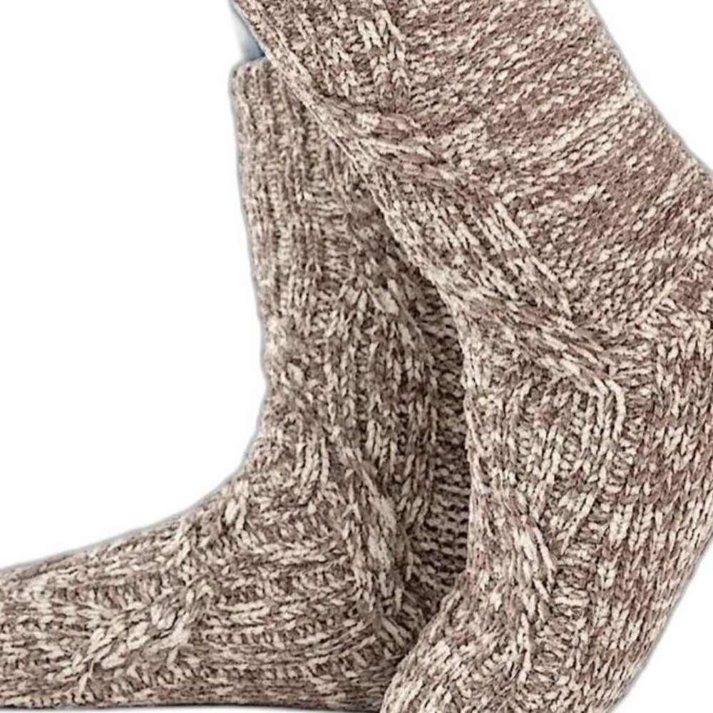 MUK LUKS Women's 2 Pack Lined Socks Faux Fur SIZE 5-7 Creme Tan NEW - Picture 8 of 9
